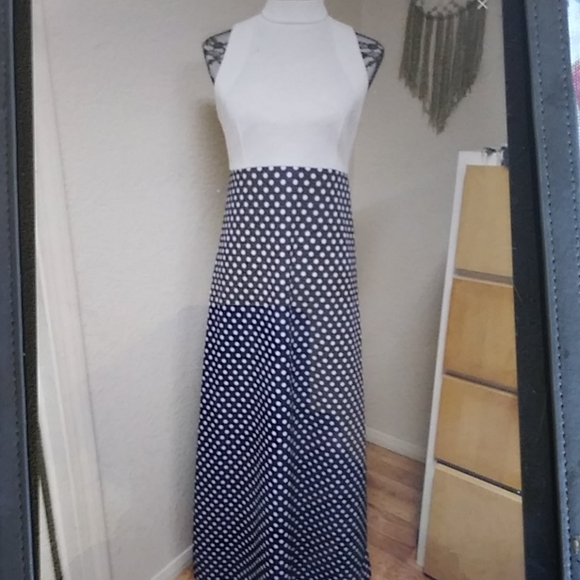 Vintage Dresses & Skirts - 🌼Vintage sleeveless Polka Dot Maxi Hostess Dress